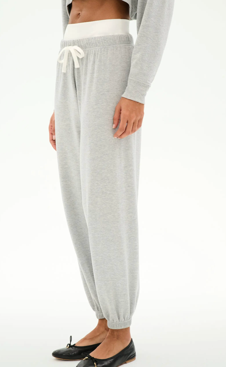 Splits 59 Andie Dual Waist Sweatpant - Heather Grey/White