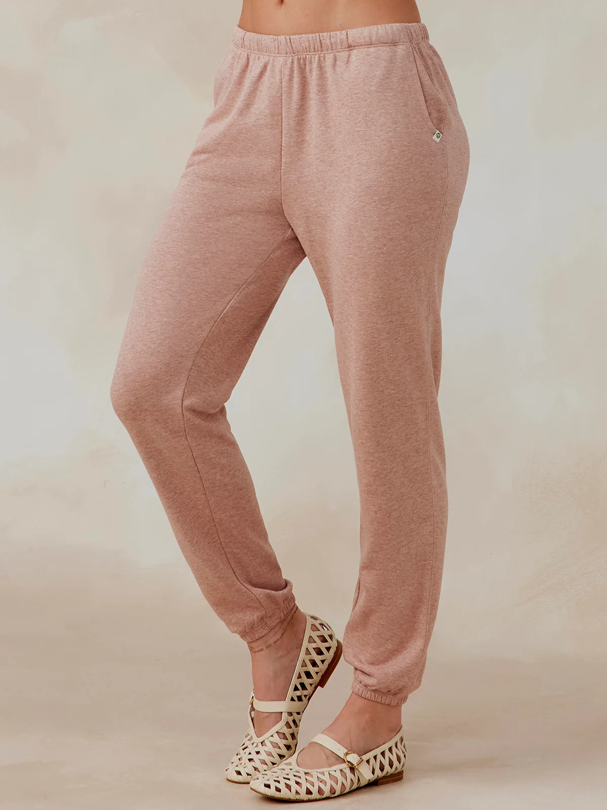 Tasc Stadium French Terry Sweatpant- Antique Rosy Heather