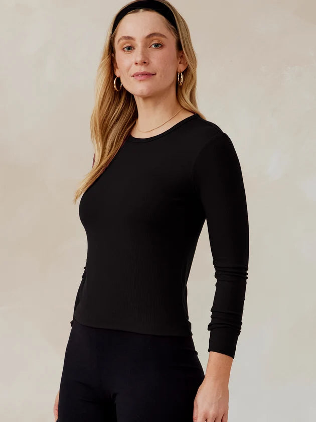 Tasc Microluxe Rib Long Sleeve- Black