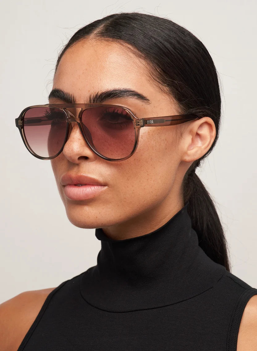 Otra Eyewear Stevie- Transparent Olive/ Brown Fade