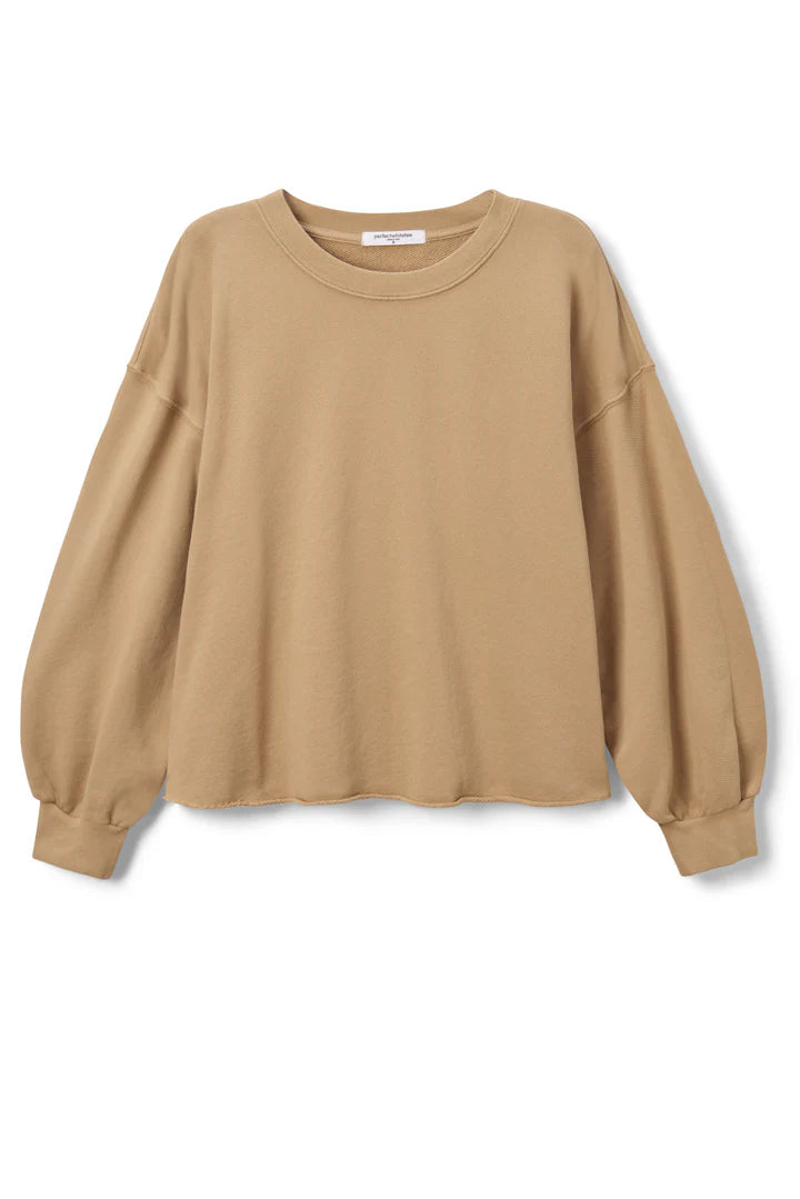 Perfect White Tee Zayne French Terry Long Sleeve Pullover - Suede