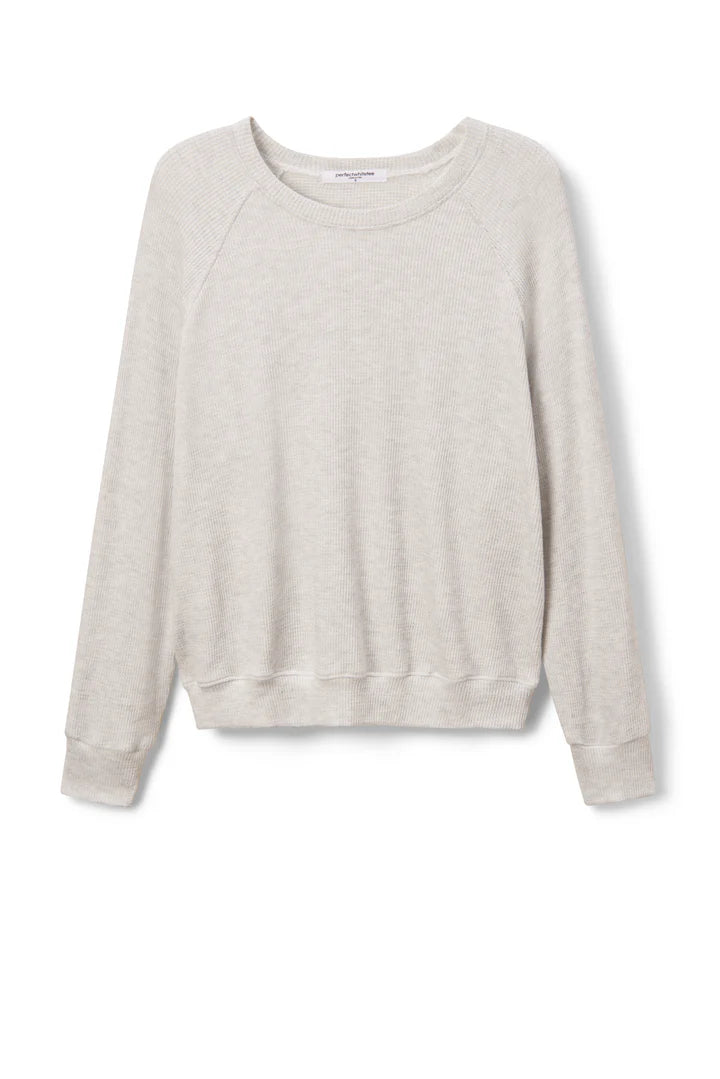 Perfect White Tee Cooper Brushed Waffle Raglan Crew - Ash