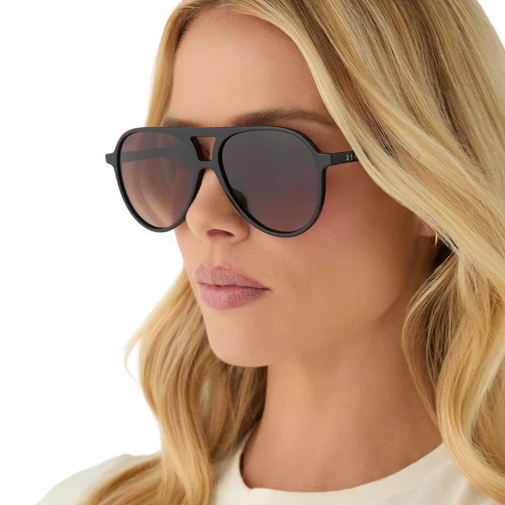 DIFF Eyewear Tosca ii Polarized Sunglasses - Black + Brown Gradient