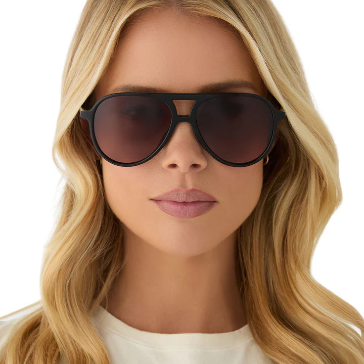 DIFF Eyewear Tosca ii Polarized Sunglasses - Black + Brown Gradient