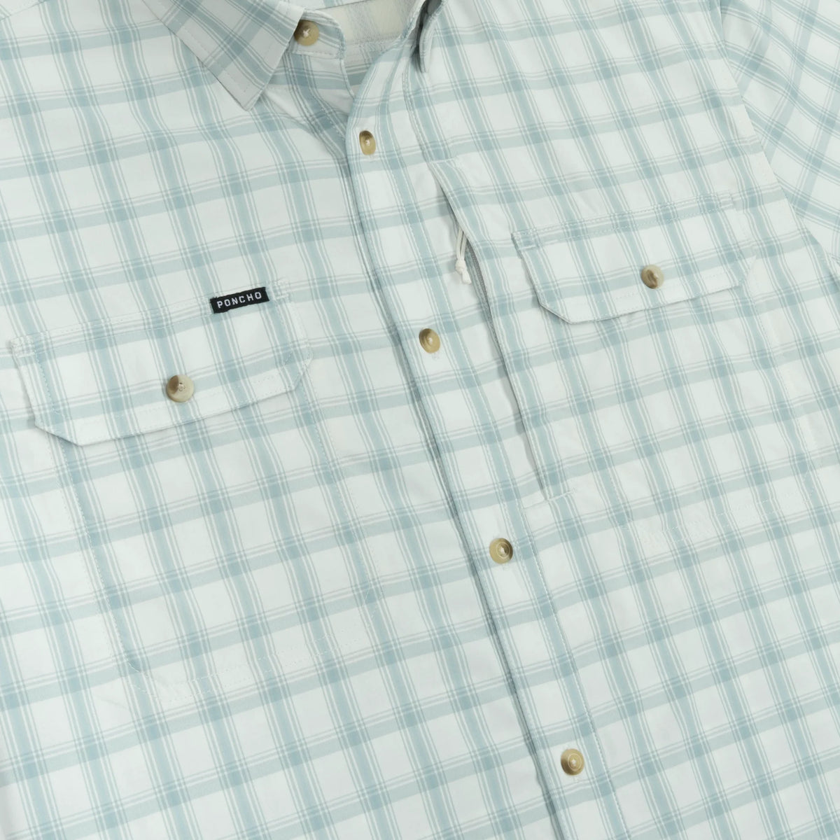 PONCHO Original Short Sleeve Shirt - The 10 Weight- Grey and Dusty Green Plaid