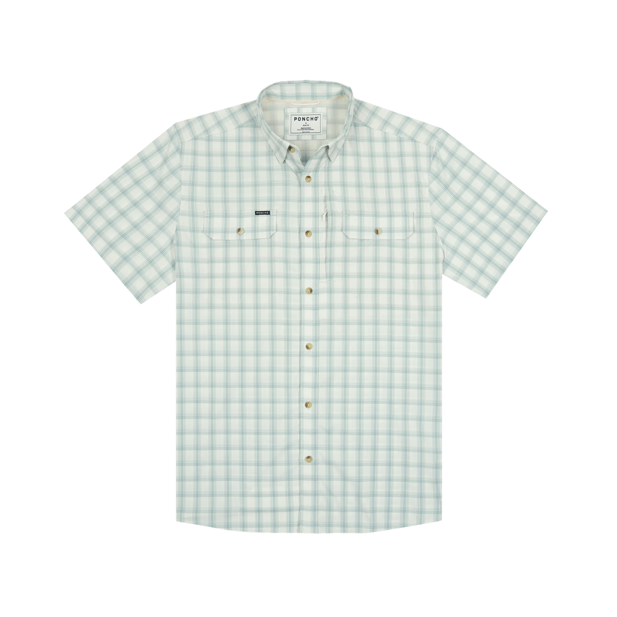 PONCHO Original Short Sleeve Shirt - The 10 Weight- Grey and Dusty Green Plaid