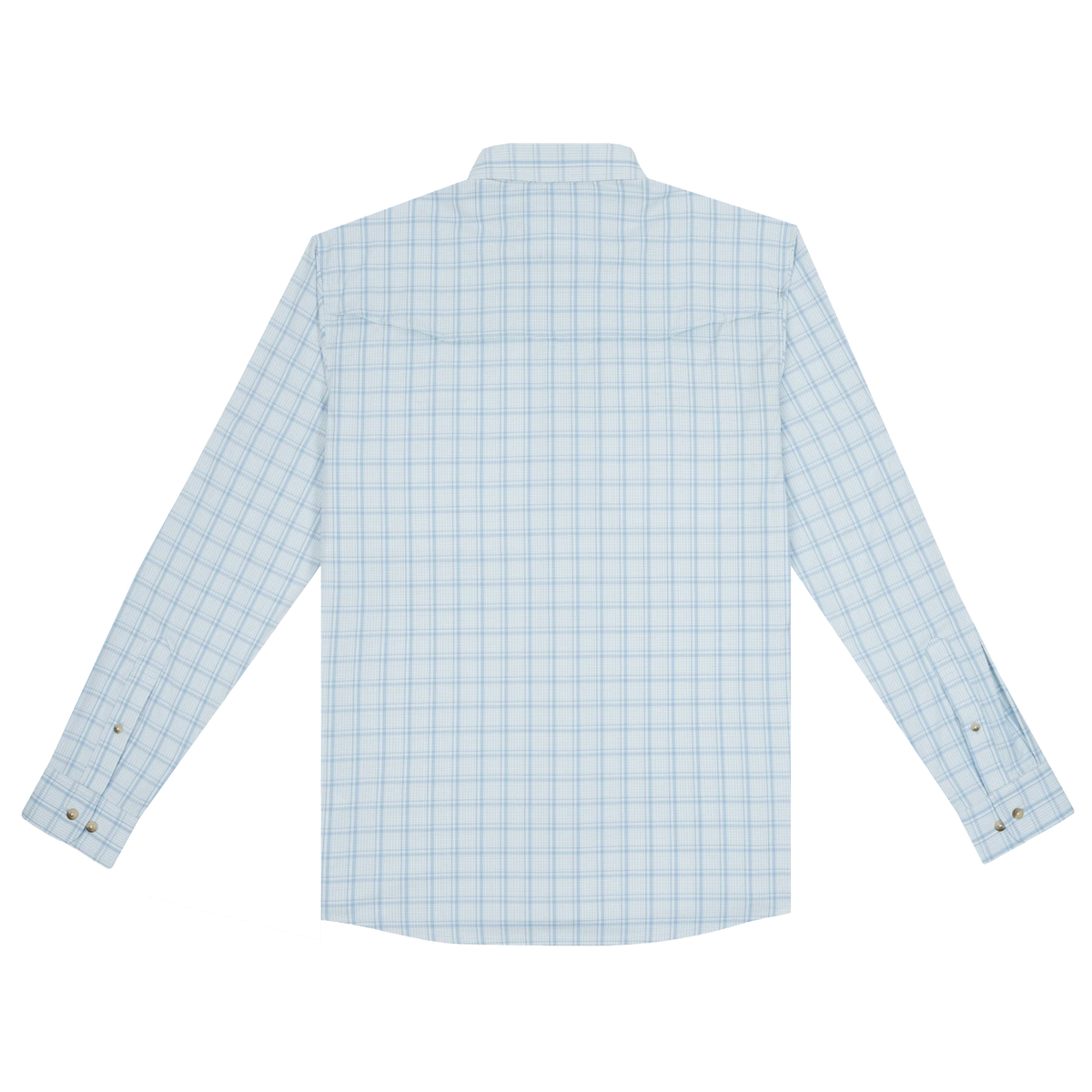 PONCHO Original Long Sleeve Shirt - The Boca Grande- Ocean Blue Check Plaid