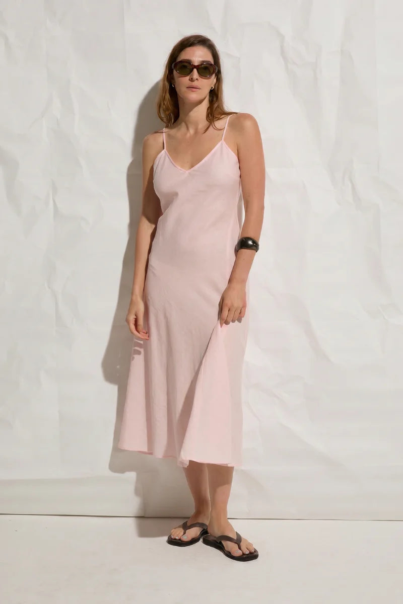 ASHER Grace Linen Dress- Blush
