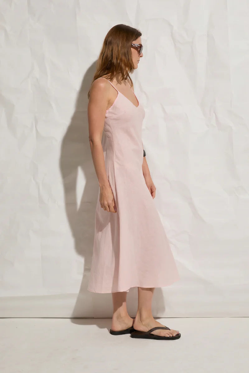 ASHER Grace Linen Dress- Blush
