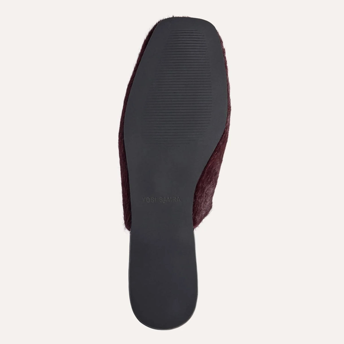 Yosi Samra Waverly Slide- Burgundy Calf Hair