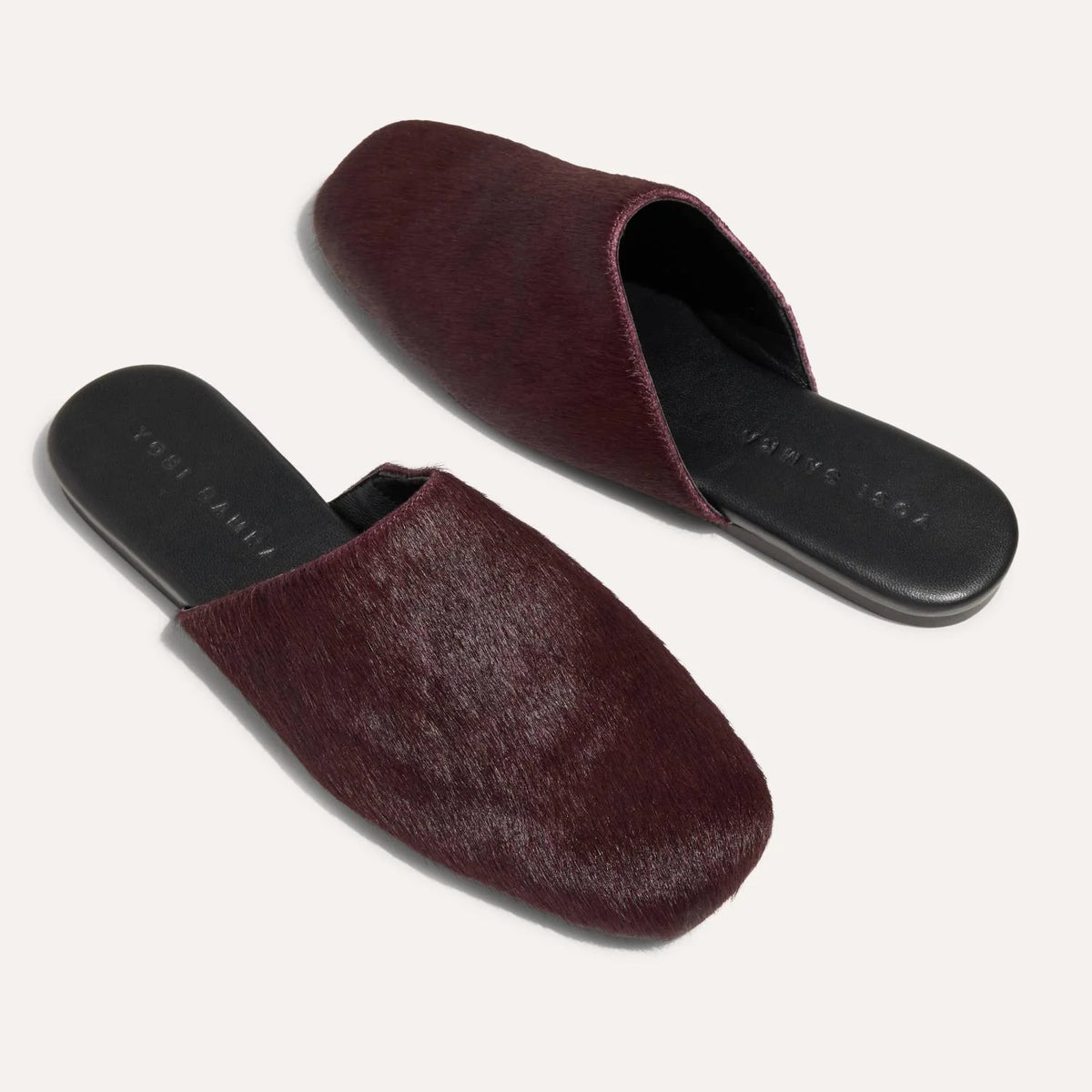 Yosi Samra Waverly Slide- Burgundy Calf Hair