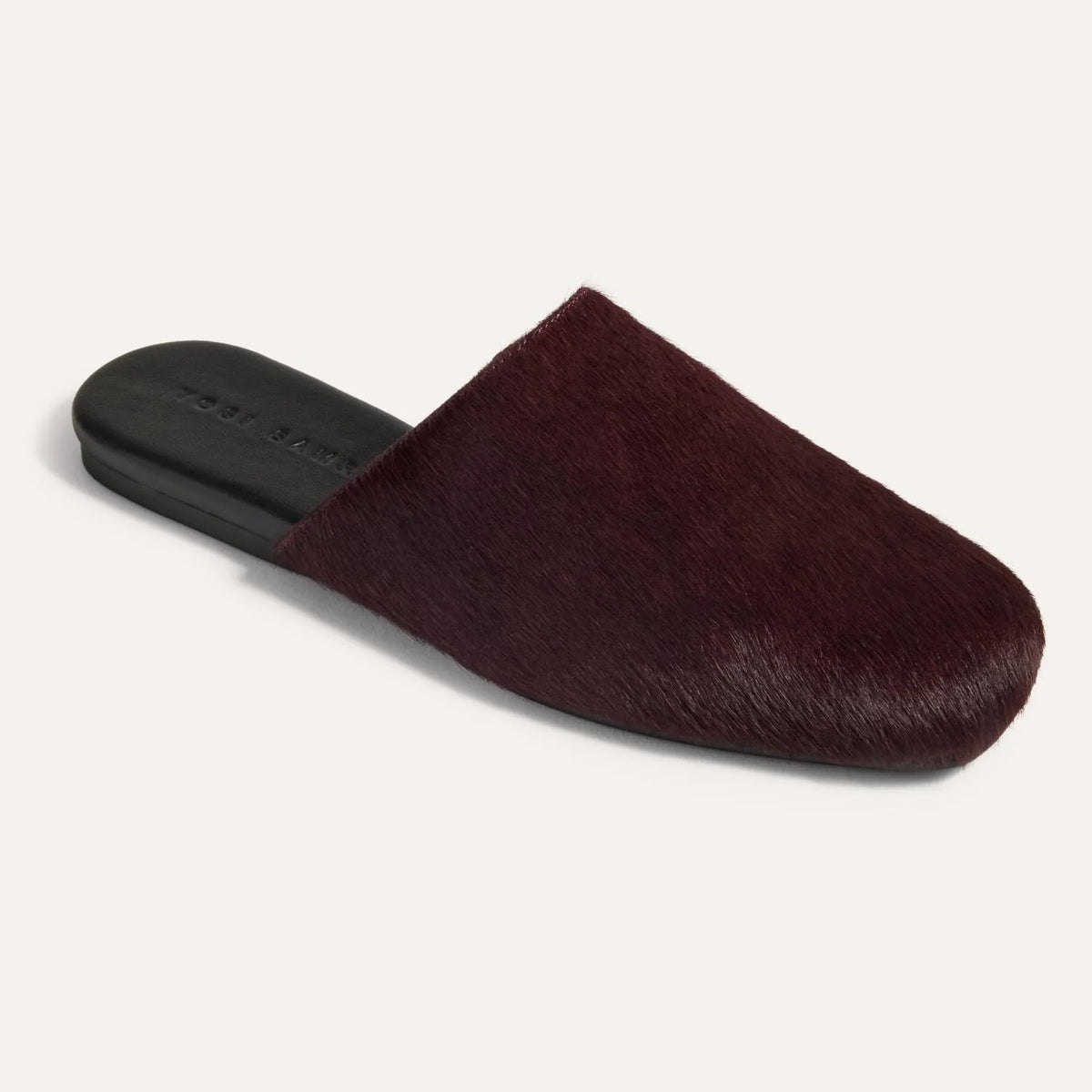 Yosi Samra Waverly Slide- Burgundy Calf Hair