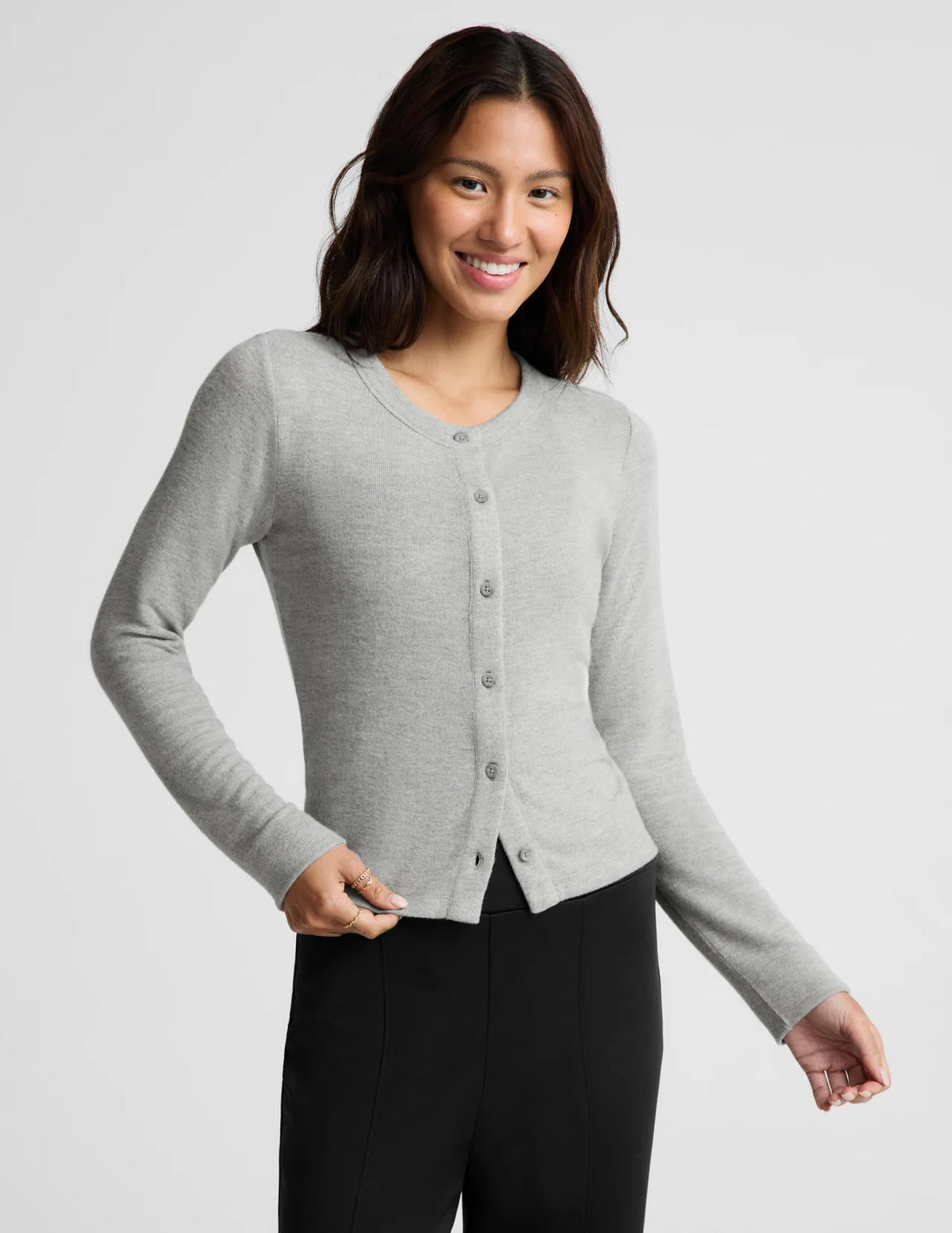 Beyond Yoga LuxeLayer Fitted Cardigan- Heather Gray