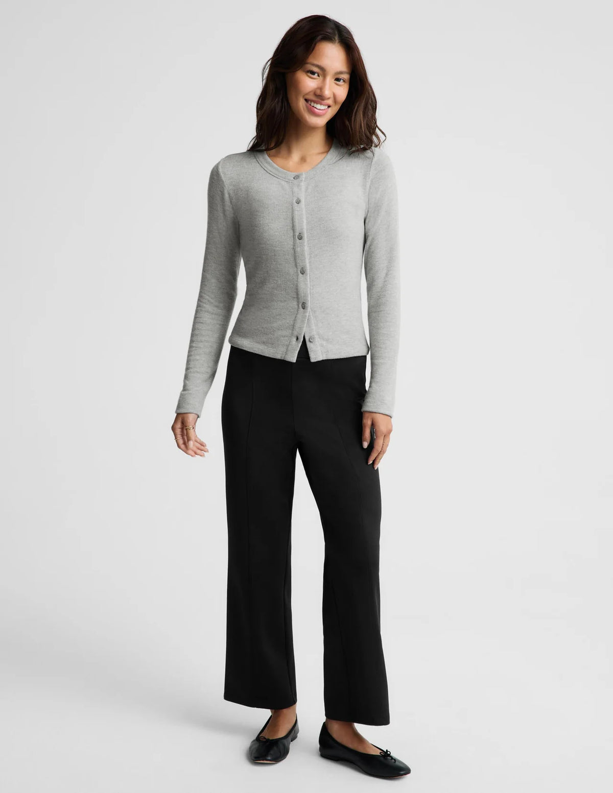 Beyond Yoga LuxeLayer Fitted Cardigan- Heather Gray