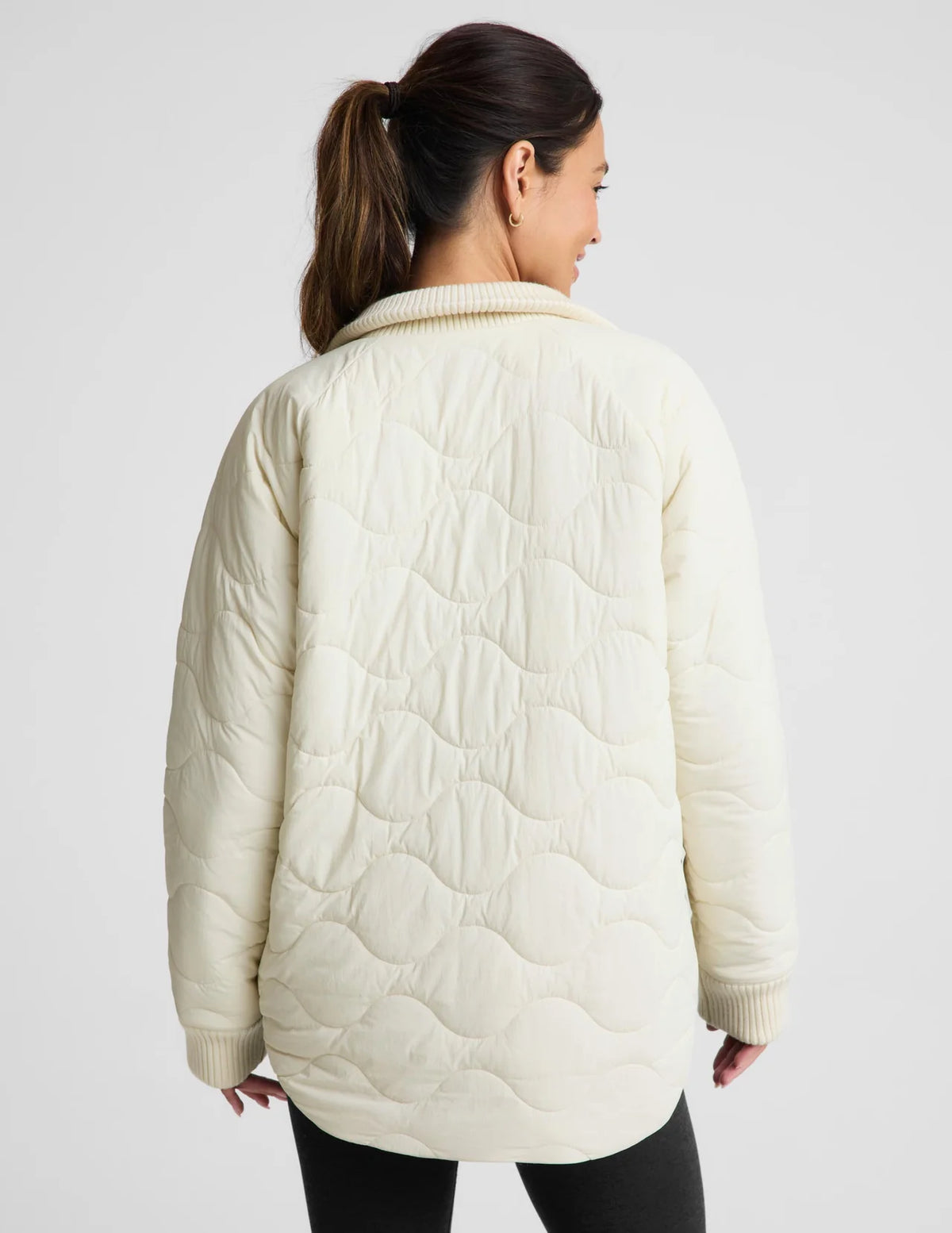 Beyond Yoga Roam Quilted Reversible Jacket- Bone/Riverbed
