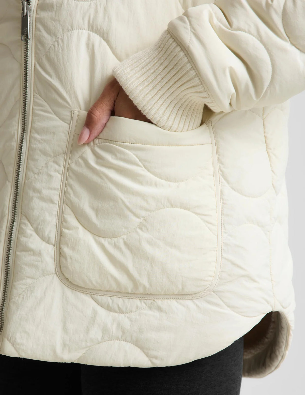 Beyond Yoga Roam Quilted Reversible Jacket- Bone/Riverbed