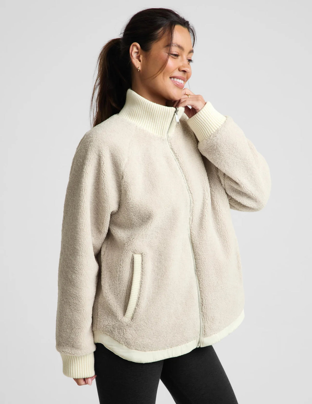 Beyond Yoga Roam Quilted Reversible Jacket- Bone/Riverbed