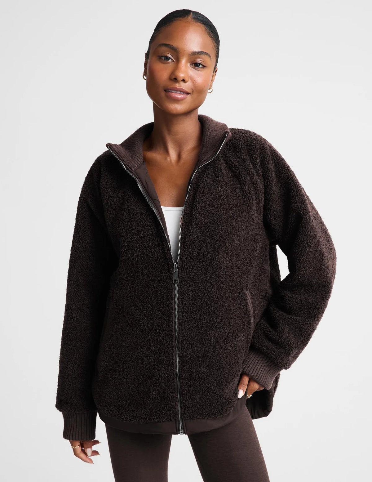 Beyond Yoga Roam Quilted Reversible Jacket- Chocolate