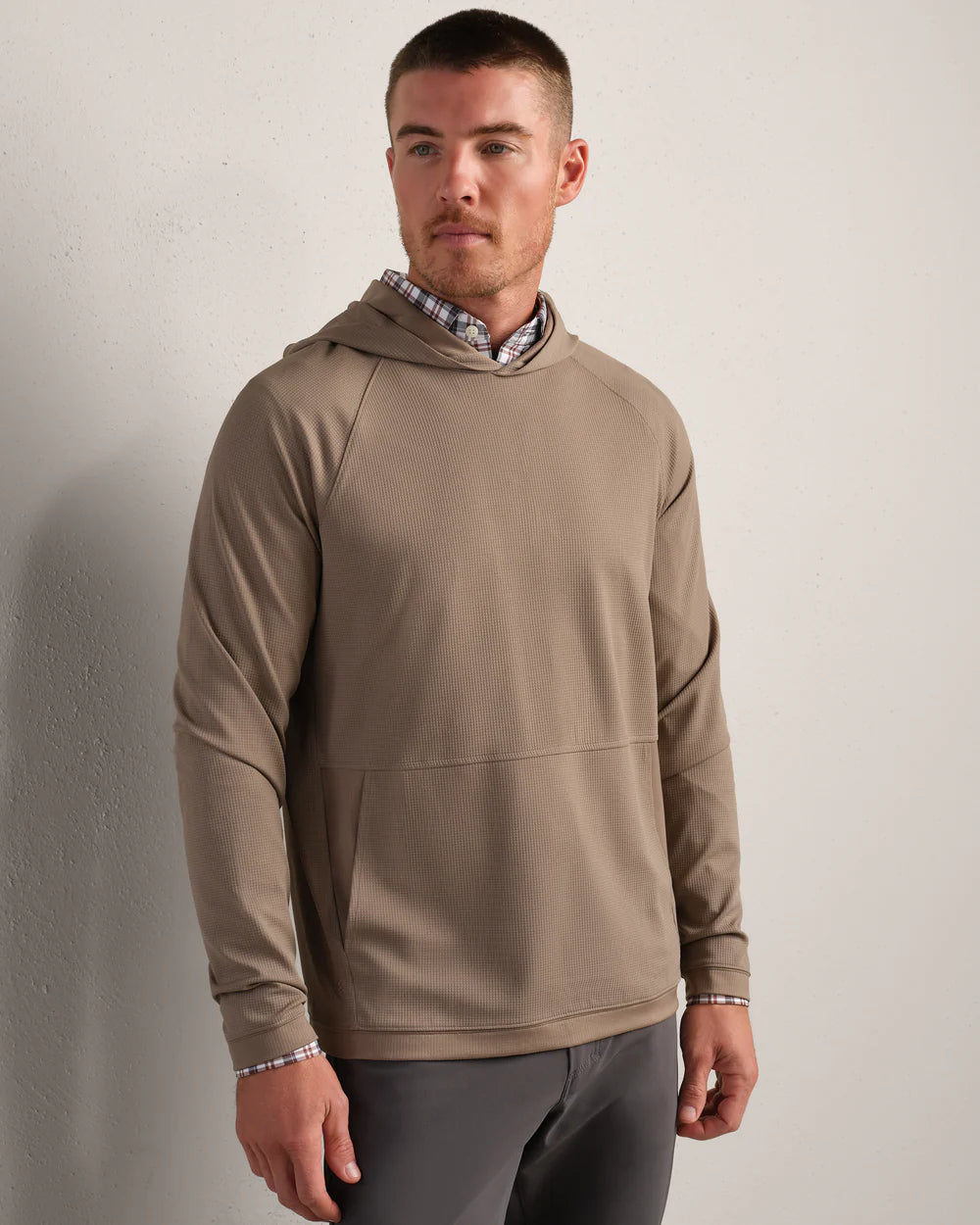 Rhone Apparel Waffle Tech Hoodie - Foggy Taupe