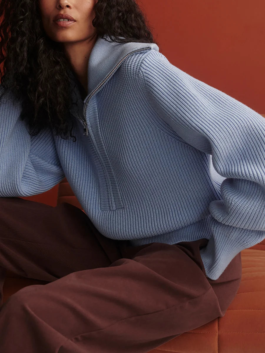 Varley Maura Half-Zip Rib Knit- Kentucky Blue