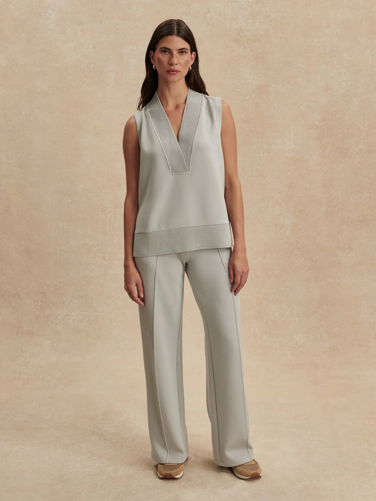 Varley Freida V Neck Tank - Blue Clay