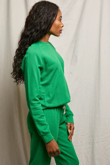 Perfect White Tee Alexi French Terry Raglan Crew Sweatshirt - Grass