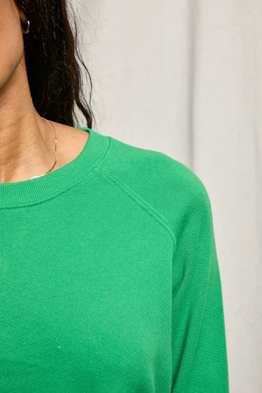 Perfect White Tee Alexi French Terry Raglan Crew Sweatshirt - Grass