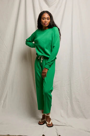 Perfect White Tee Alexi French Terry Raglan Crew Sweatshirt - Grass