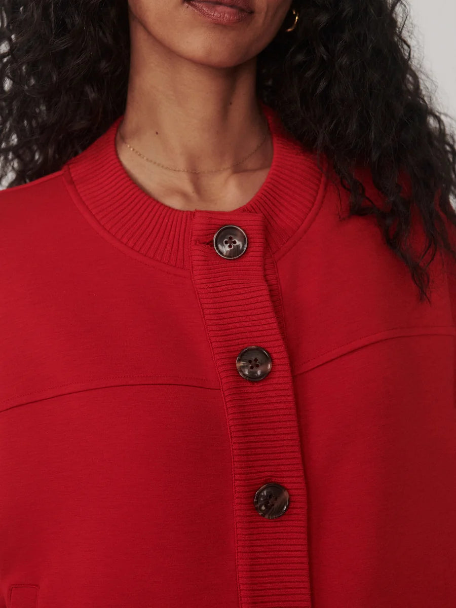 Varley Olwen Button Front Sweater- Red Marl