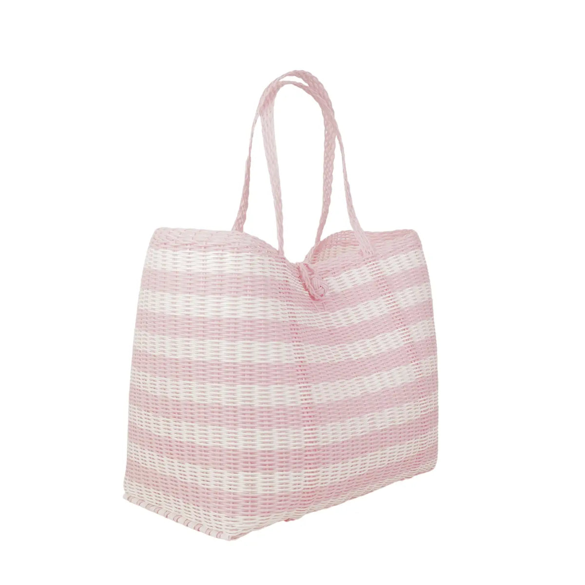 The Lilley Line Medium Tote - Lined Paper Striped Baby Pink + White