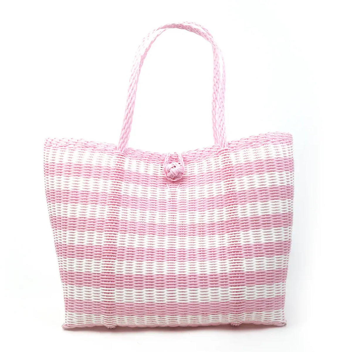 The Lilley Line Medium Tote - Lined Paper Striped Baby Pink + White