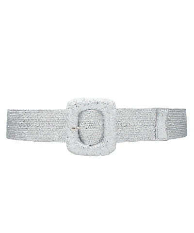Walker&Wade Rectangle Metallic Straw Buckle Belt- Silver