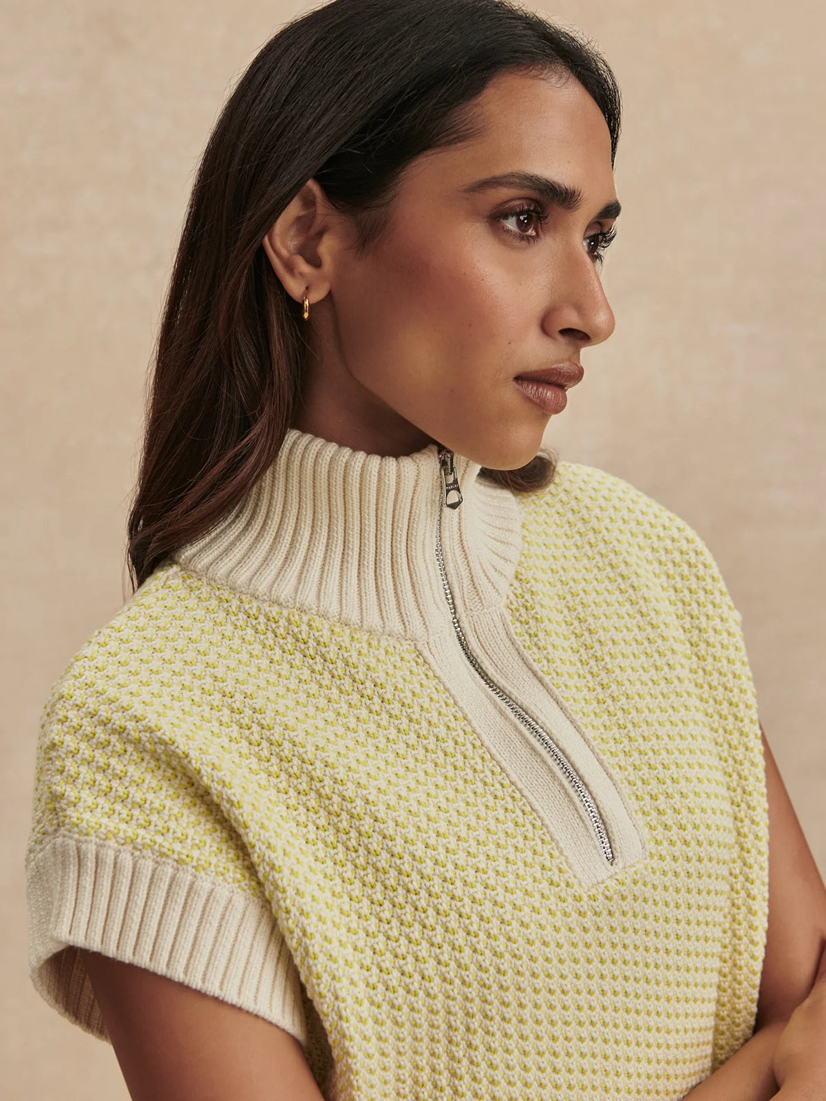 Varley Fowley Knit Top - Snow White / Limeade