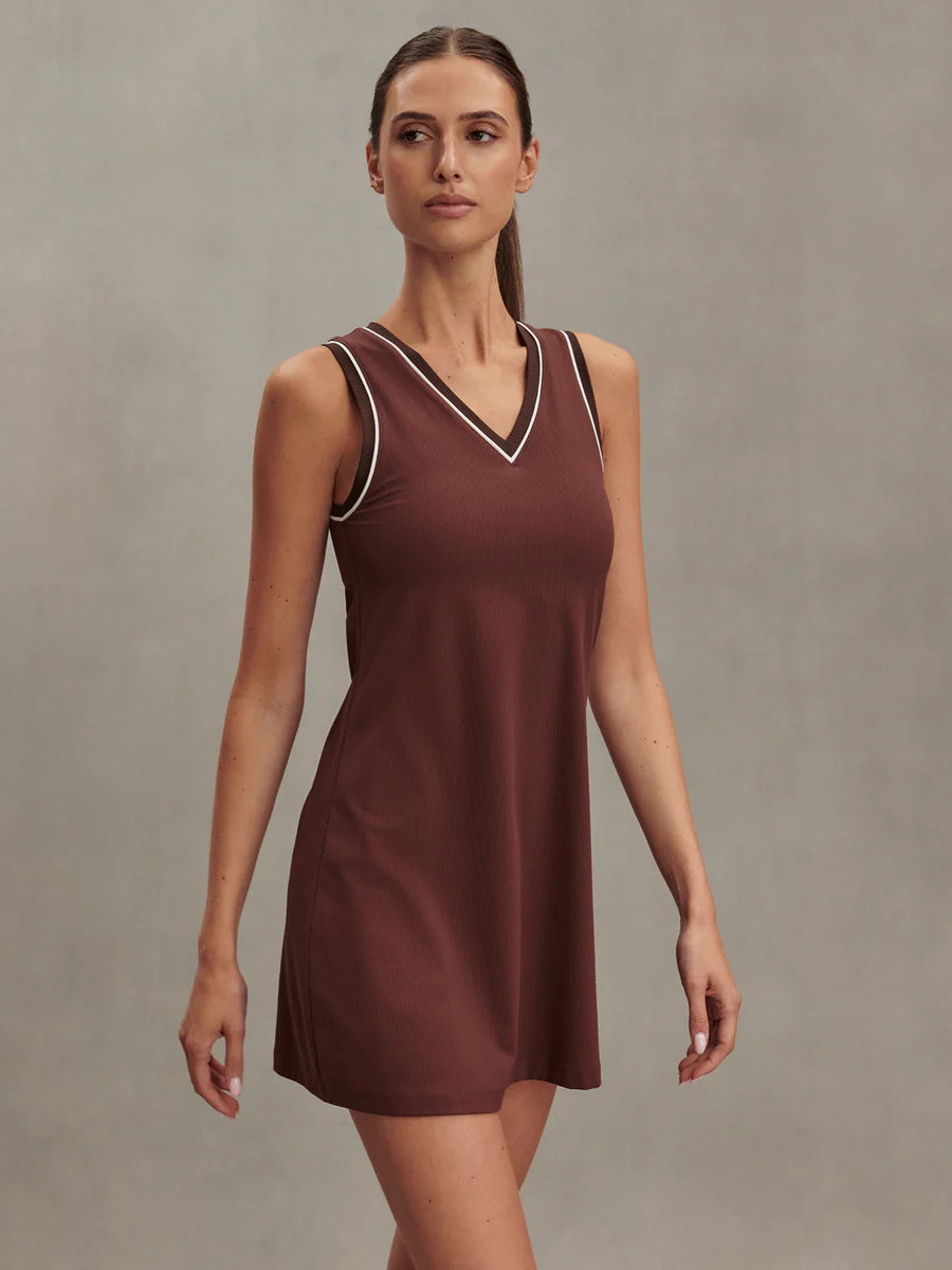 Varley Kalani V- Neck Dress - Brown Stone