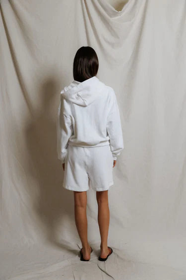 Perfect White Tee Bari French Terry Sweat Shorts - White
