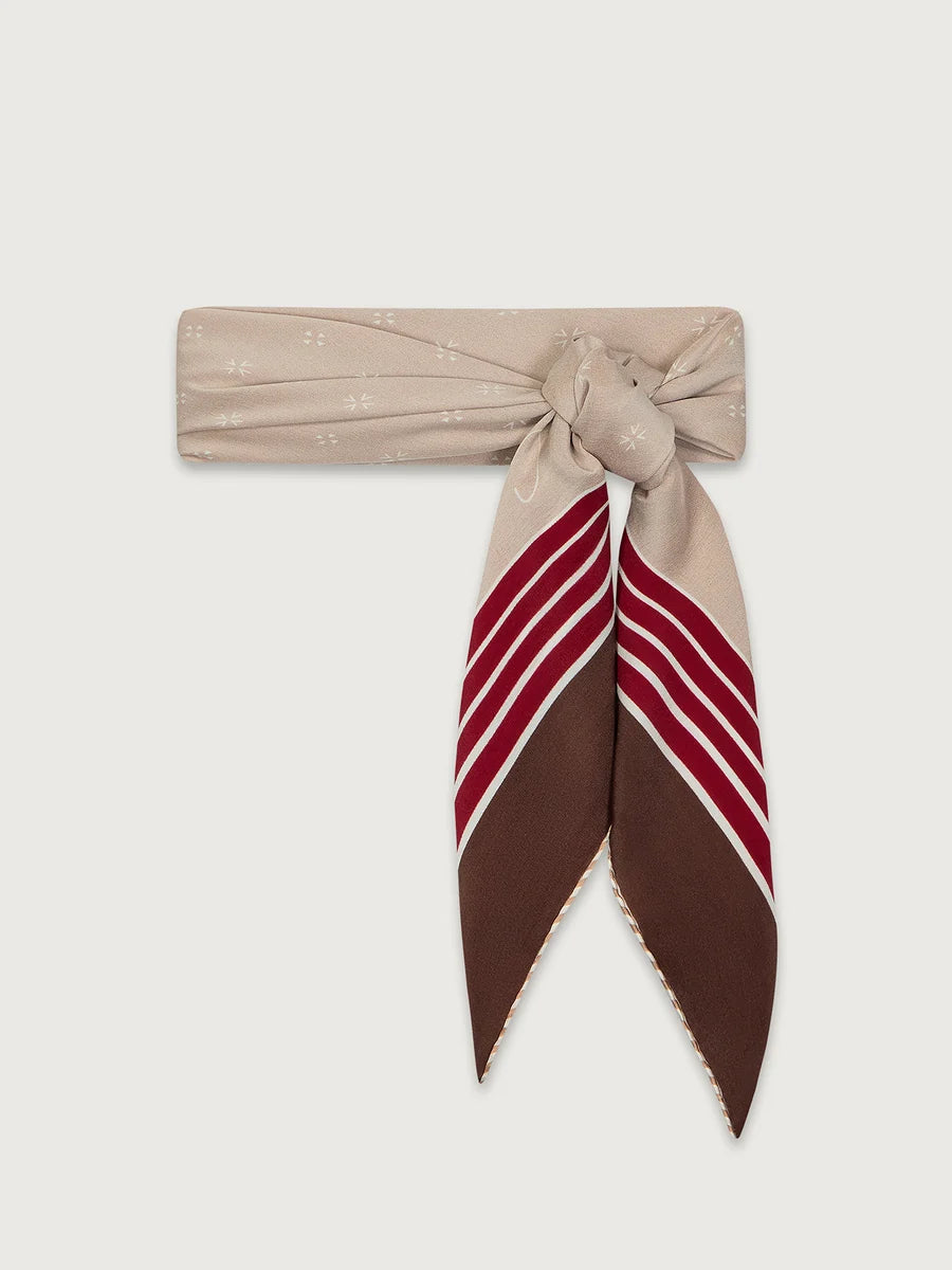 Varley Silk Signature Scarf- Taupe/ Rumba Rose