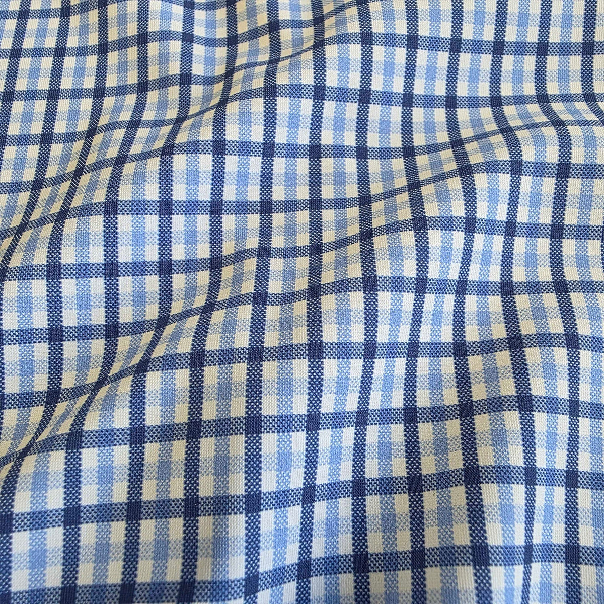 Collars & Co. Apex Performance Dress Shirt- Semi-Spread Collar- Vincento Blue Tattersall