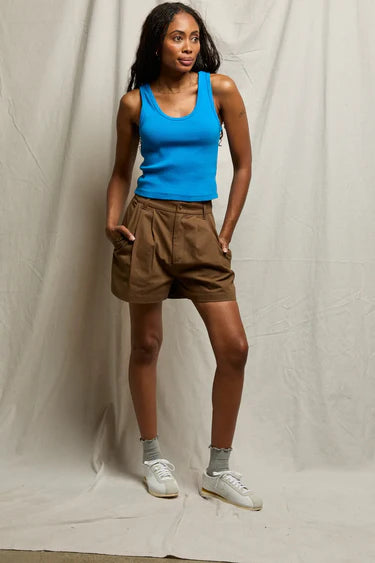 Perfect White Tee Blondie Rib Bra Friendly Tank - Cobalt