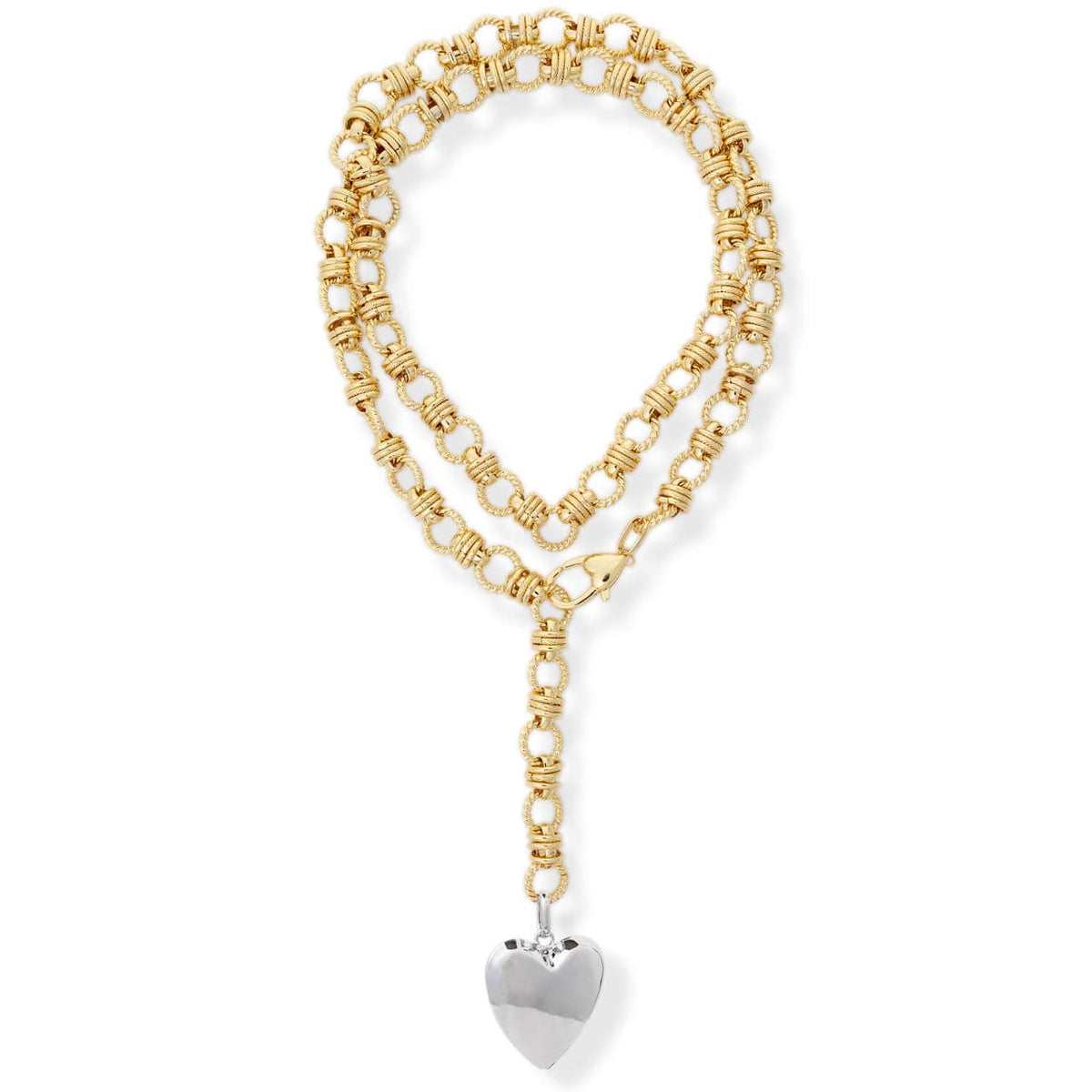 Bracha Rowan Heart Lariat Necklace - Silver
