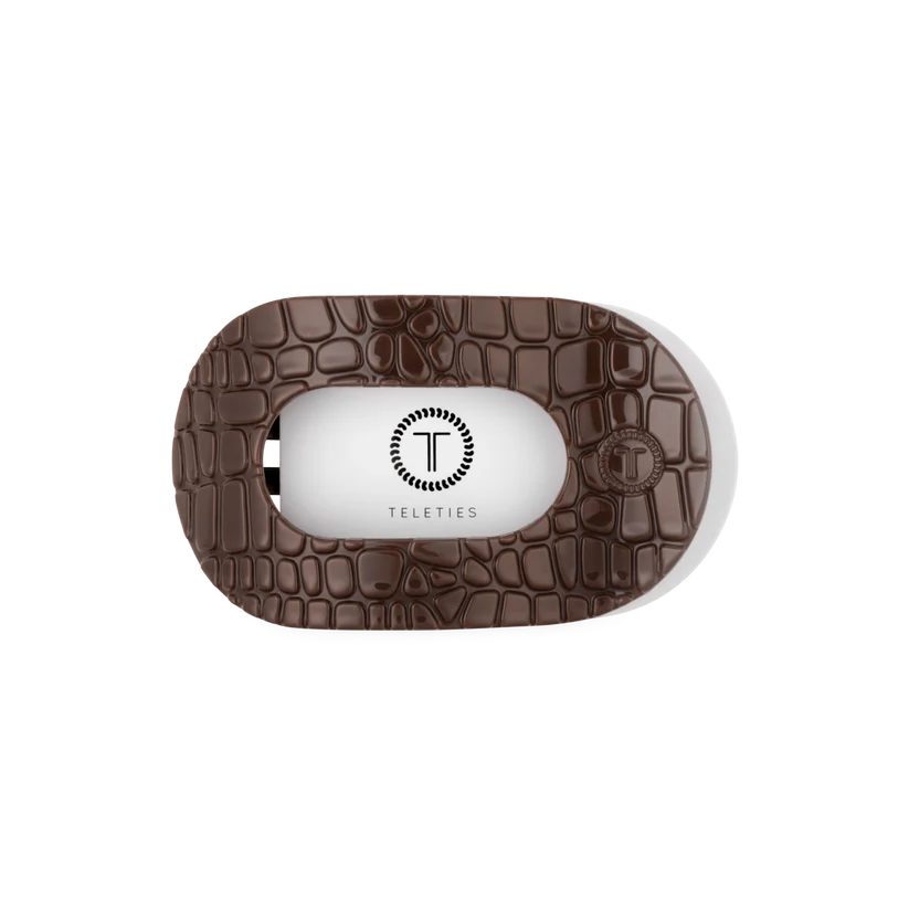 Teleties Flat Round Clip - Brown Crocodile