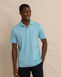 Southern Tide Brrr-eeze Performance Polo - Heather Marine Blue