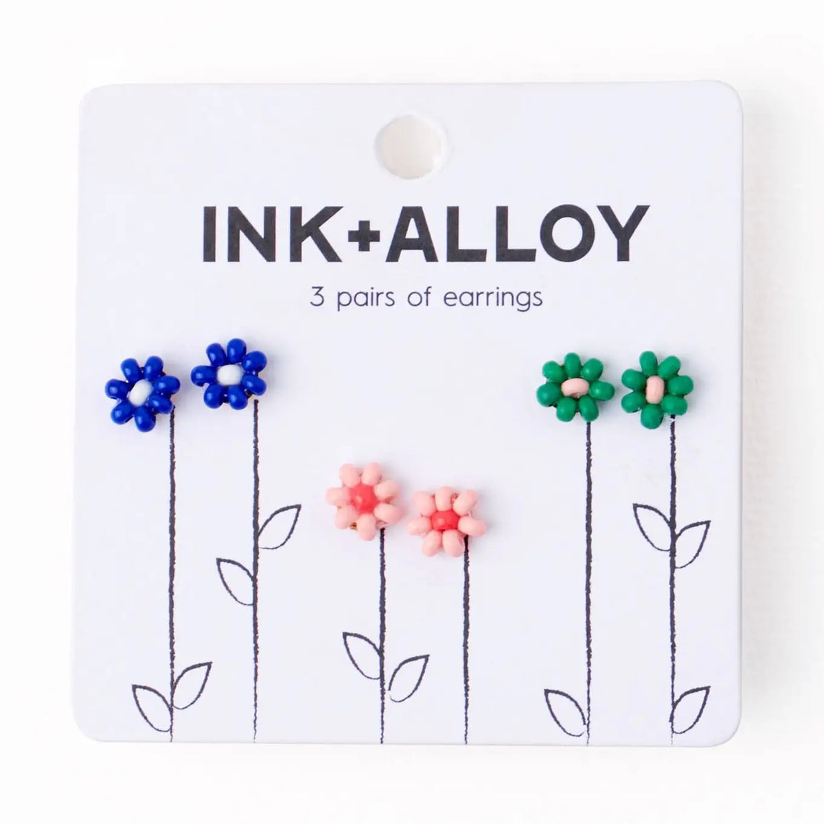 INK+ALLOY Tina Earrings Set - Lapis, Pink, & Kelly Green