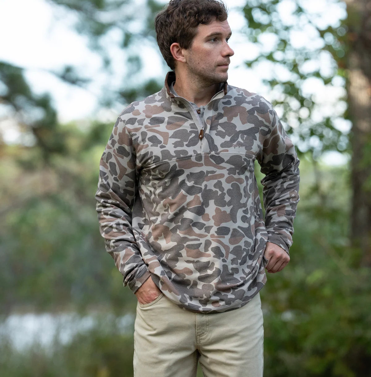 Coastal Cotton Camo Pullover- Brown Camo