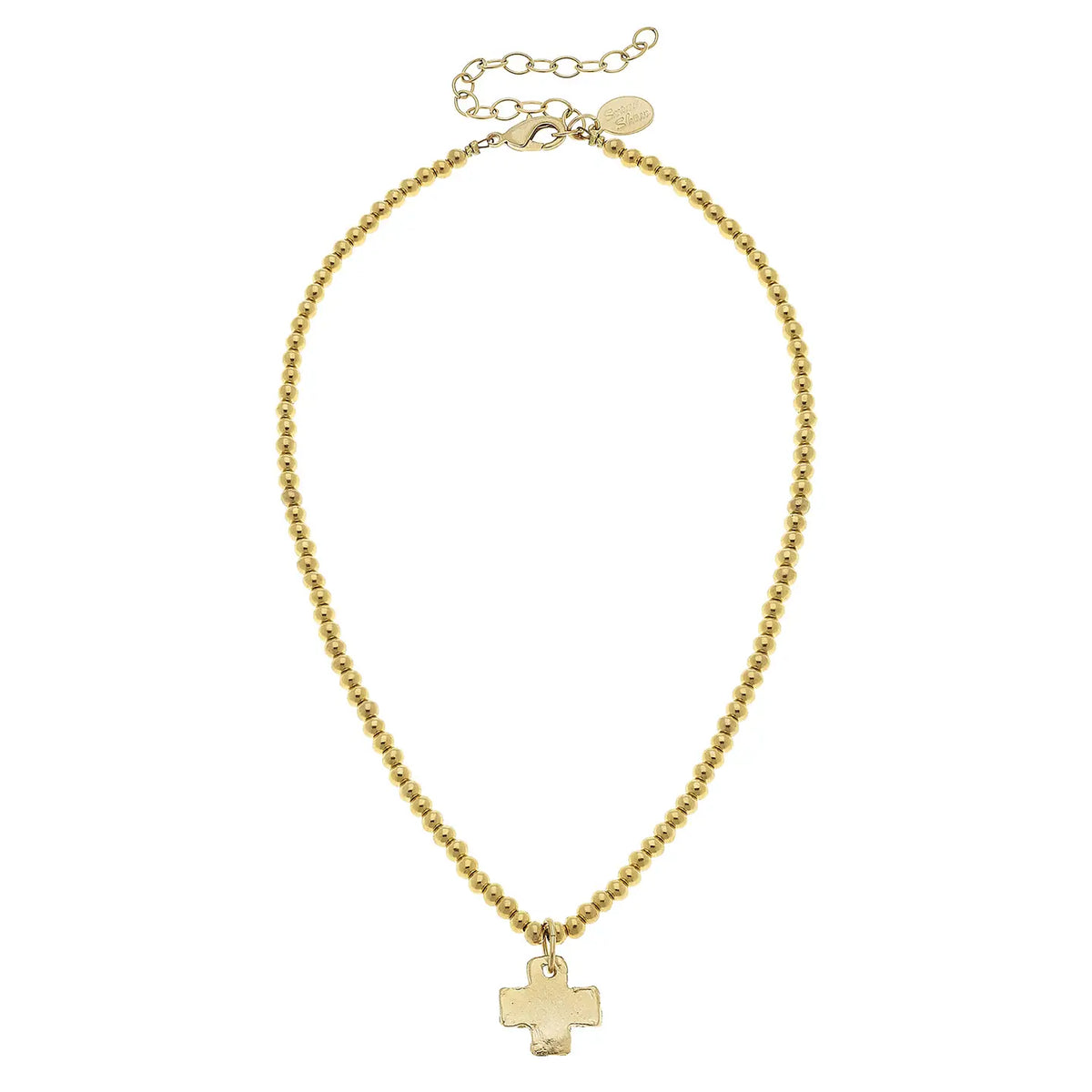 Susan Shaw Gold Cross On Gold Beaded Necklace