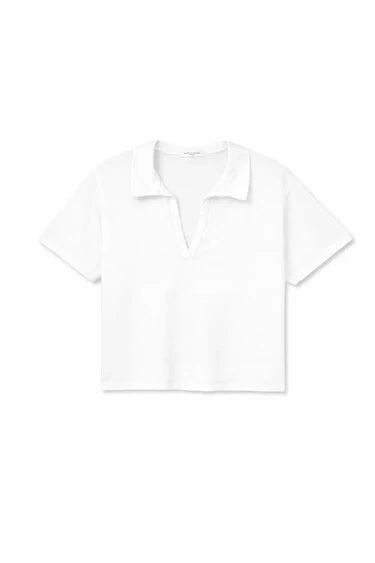Perfect White Tee Charlie- Tennessee jersey collared tee- White