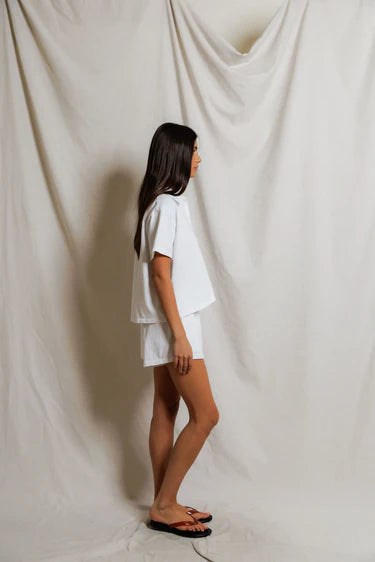 Perfect White Tee Charlie- Tennessee jersey collared tee- White