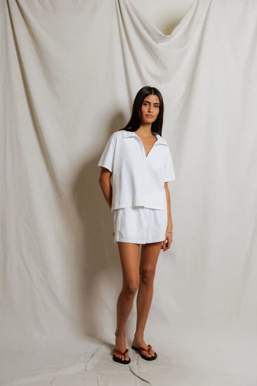 Perfect White Tee Charlie- Tennessee jersey collared tee- White