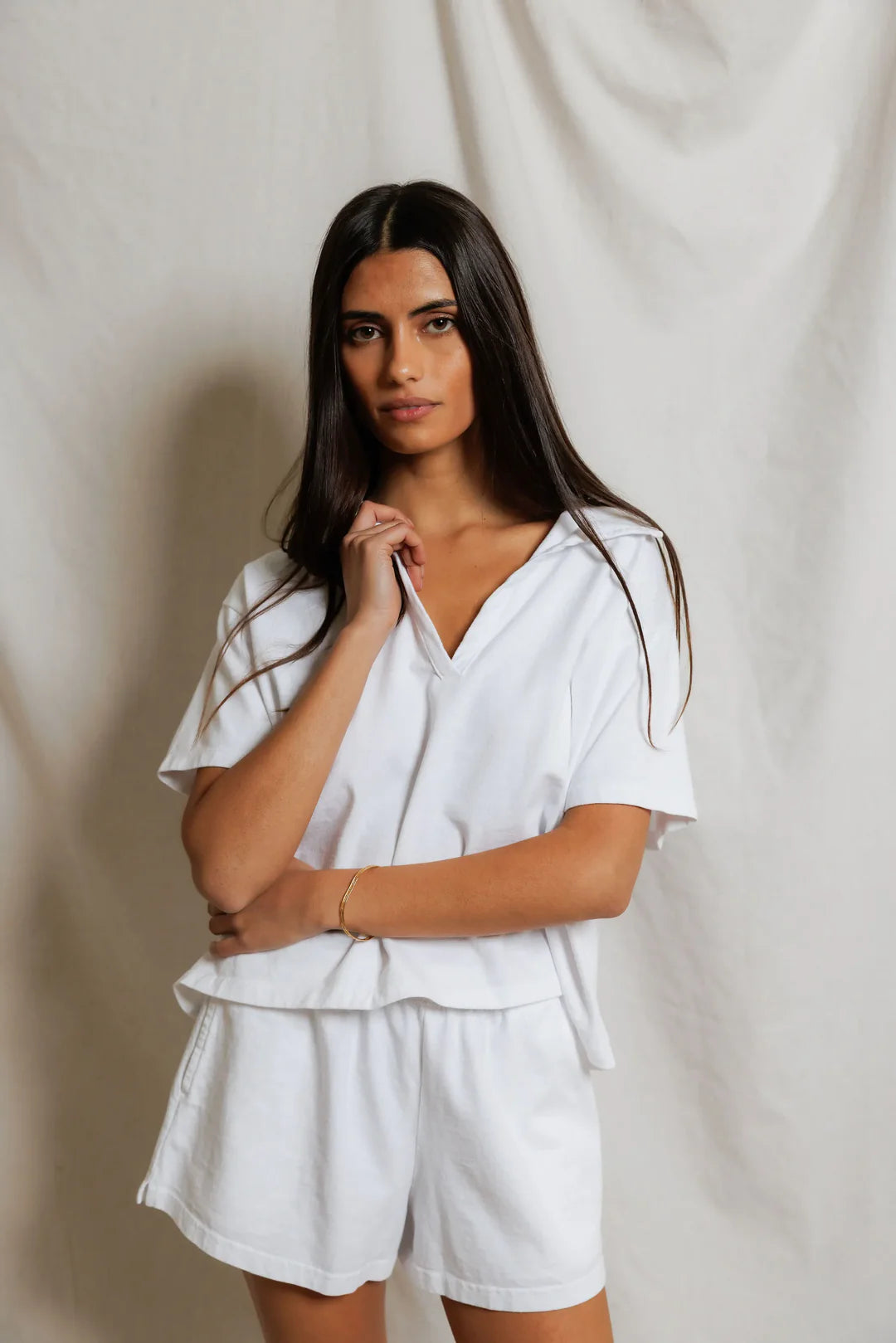 Perfect White Tee Charlie- Tennessee jersey collared tee- White