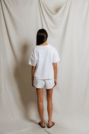 Perfect White Tee Charlie- Tennessee jersey collared tee- White