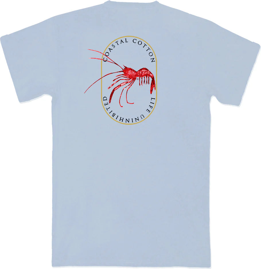 Coastal Cotton Crawfish Short Sleeve Tee - Blue Fog